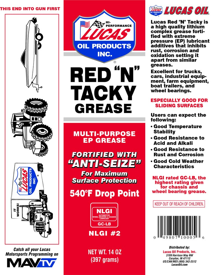 Red N Tacky Grease 14oz label