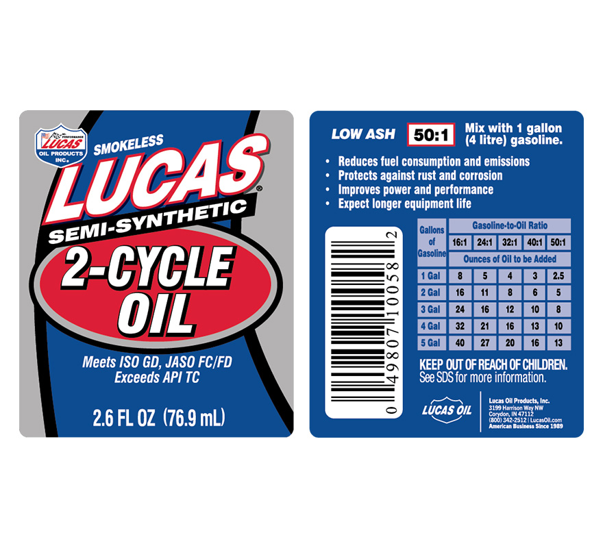 Semi Synthetic 2-Cycle Oil 2oz label