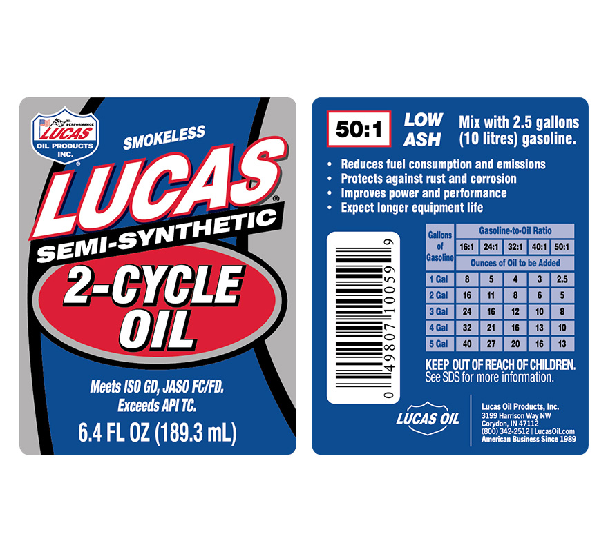 Semi Synthetic 2-Cycle Oil 6oz label
