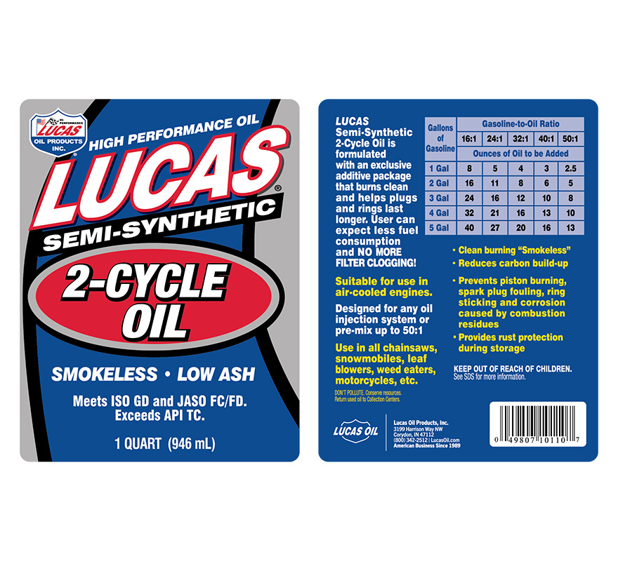 Semi Synthetic 2-Cycle Oil 1 quart label