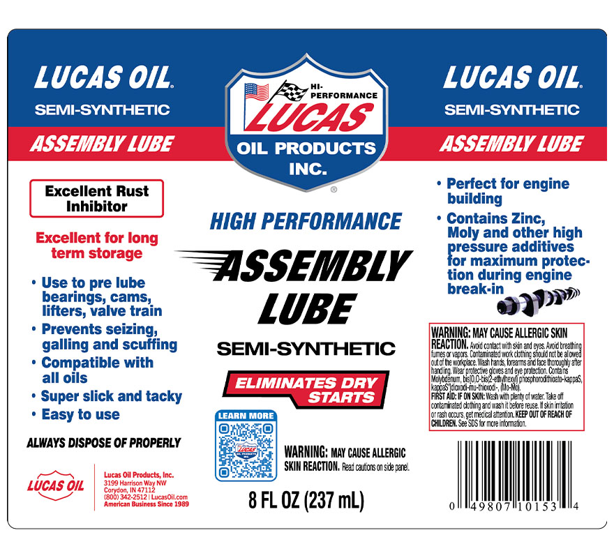 Assembly Lube 8oz label