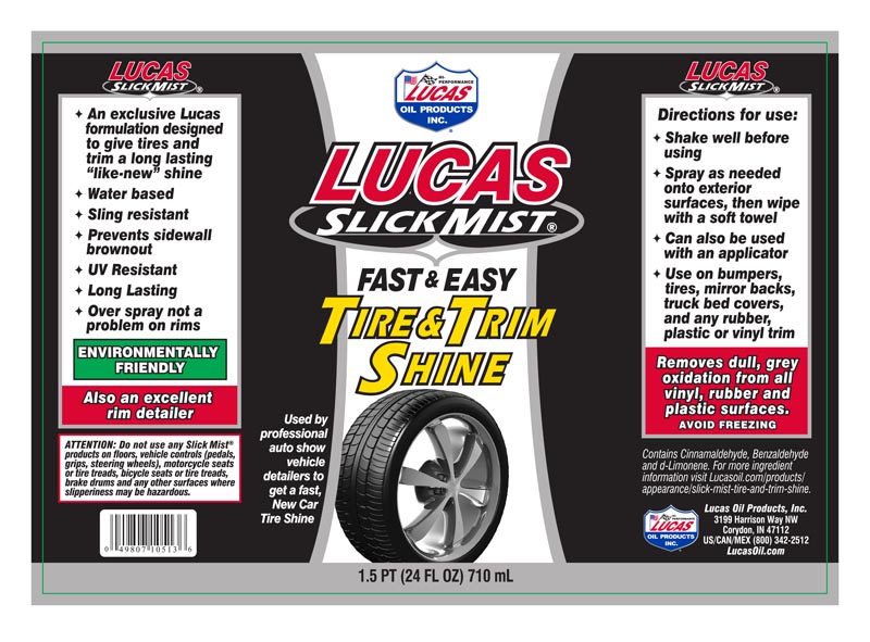 Lucas Slick Mist Speed Wax Car Polish + Tyre & Trim Rubber Plastic