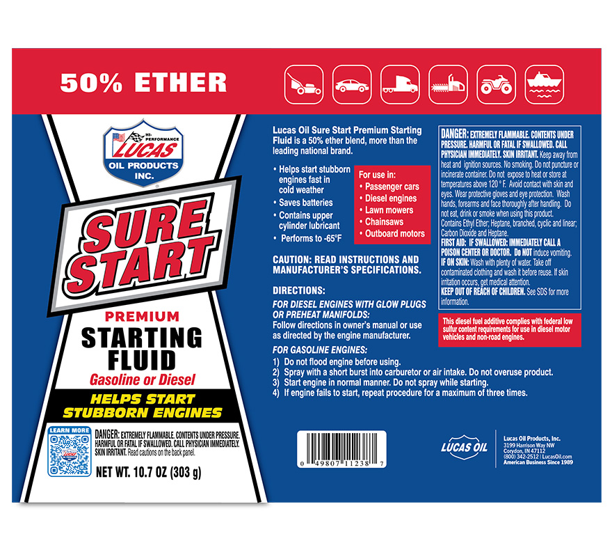 Sure Start Premium Starting Fluid - 10.7oz (Label)