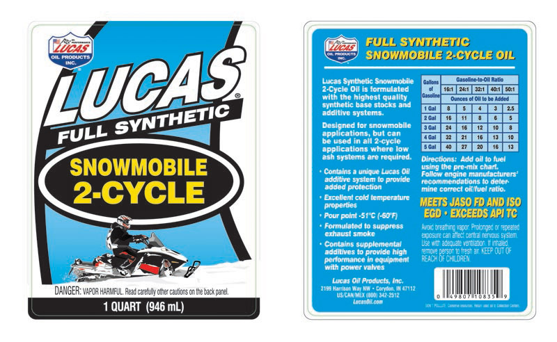 Synthetic Snowmobile 2 Cycle Oil quart label