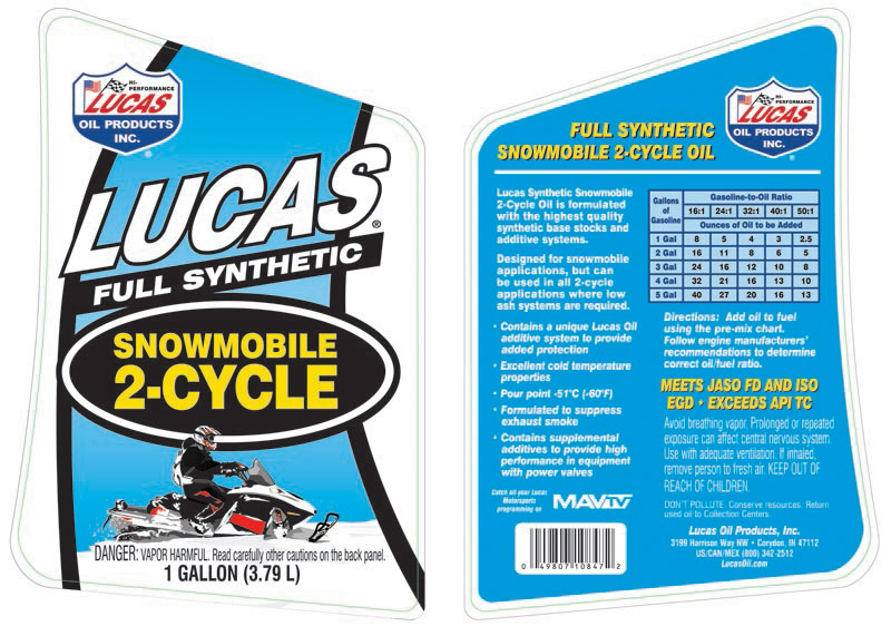 Synthetic Snowmobile 2 Cycle Oil gallon label