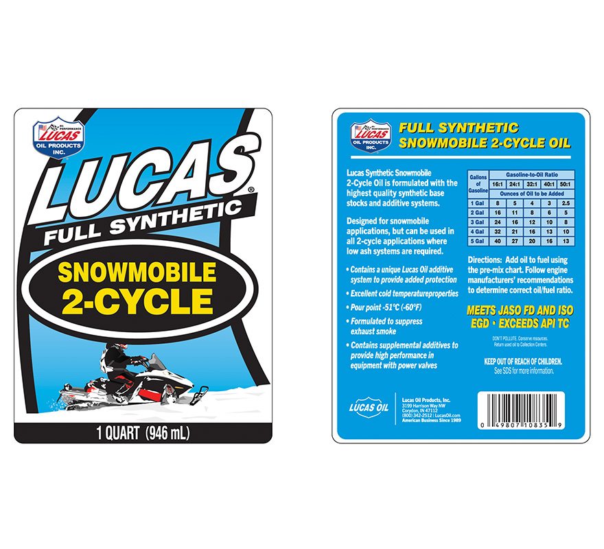 Synthetic Snowmobile 2 Cycle Oil quart label