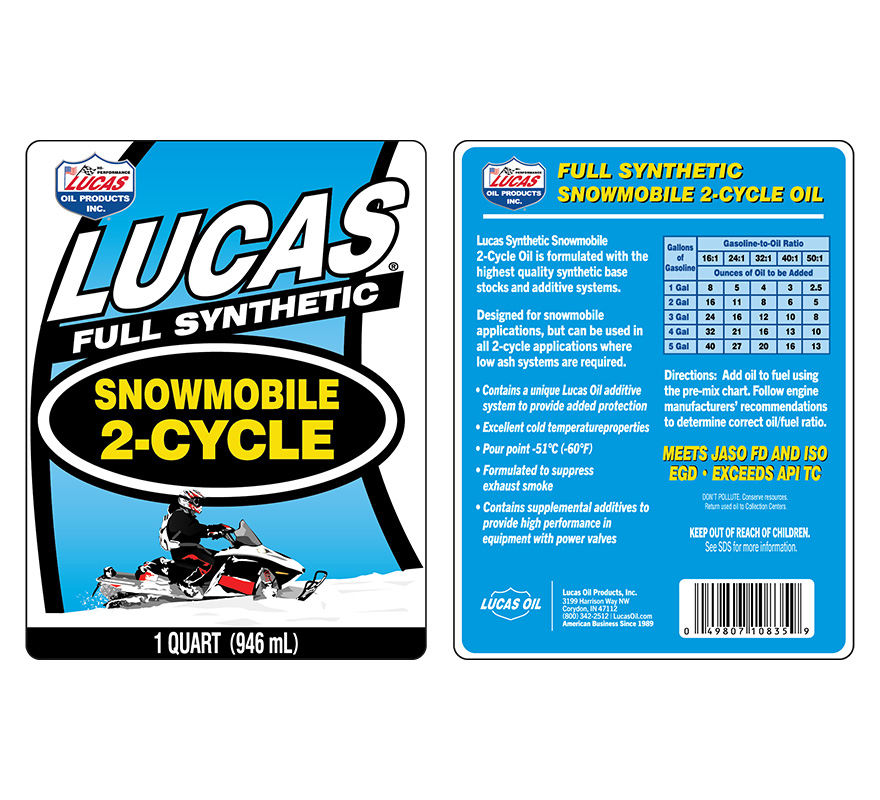 Synthetic Snowmobile 2 Cycle Oil quart label