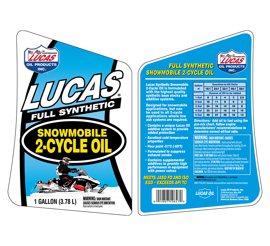 Synthetic Snowmobile 2 Cycle Oil gallon label
