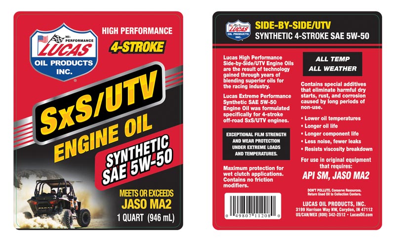 SxS Syn 5W-50 - Quart (Label)