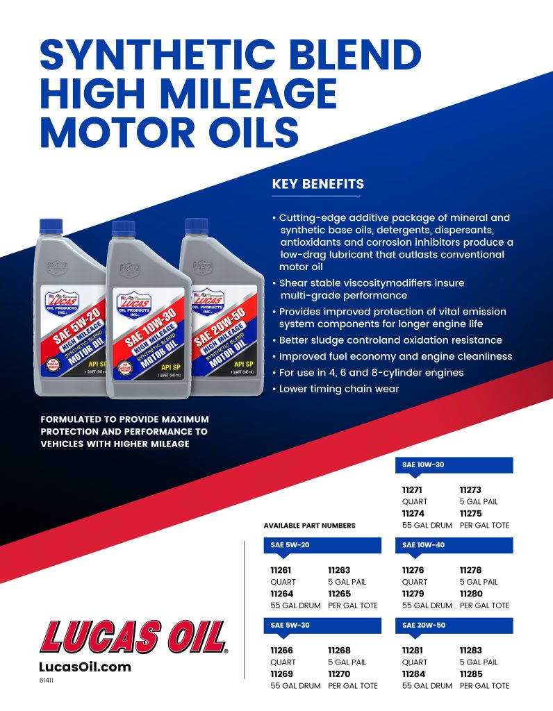 High Mileage Synthetic Blend Motor Oils Flyer