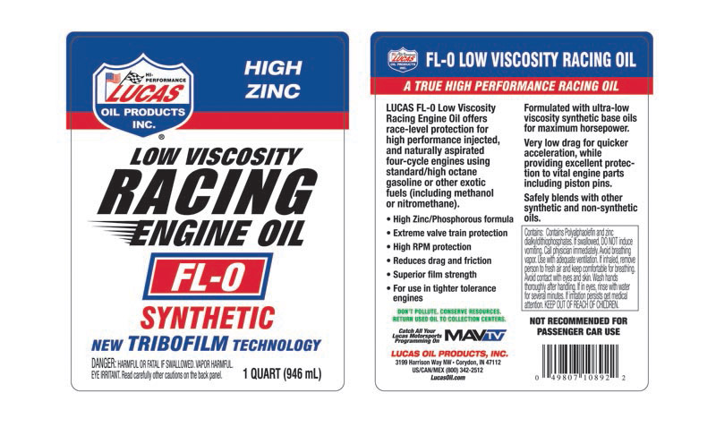 Low Viscosity Engine Racing Oil FL-O - Quart (Label)