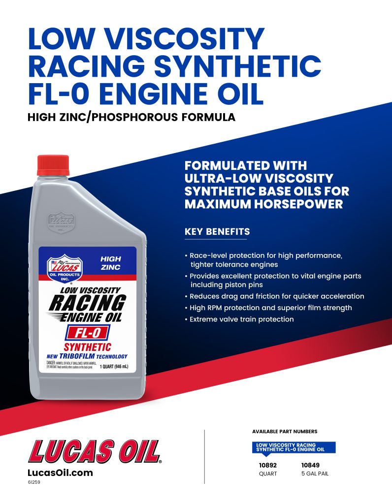 Low Viscosity Engine Racing Oil FL-O Flyer