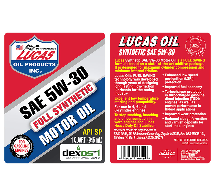Syn 5W-30 Motor Oil - Quart (Label)