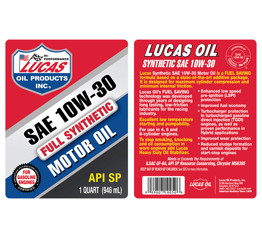 Syn 10W-30 Motor Oil - Quart (Label)