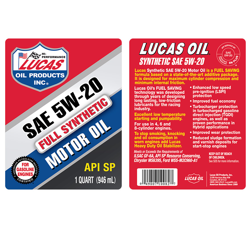 Syn 5W-20 Motor Oil - Quart (Label)