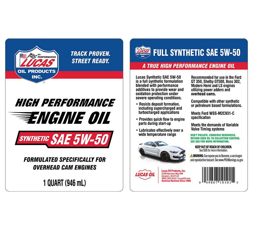 Syn 5W-50 Motor Oil - Quart (Label)