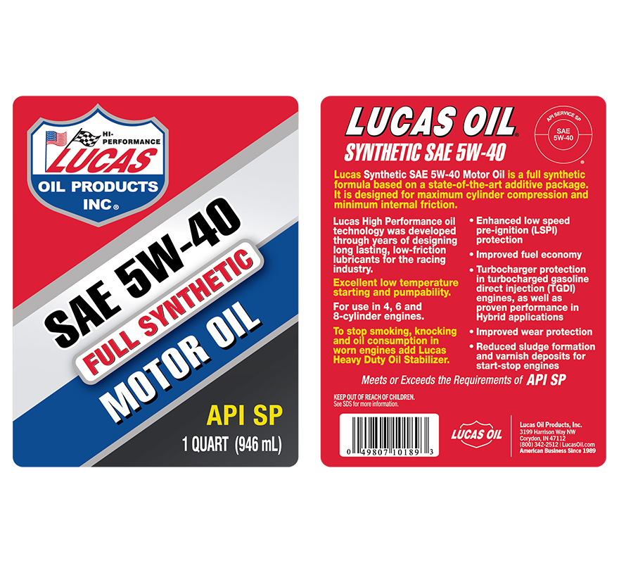 Syn 5W-40 Motor Oil - Quart (Label)
