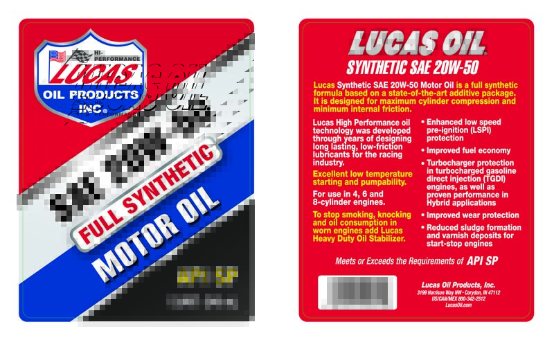 Syn 20W-50 Motor Oil - Quart (Label)
