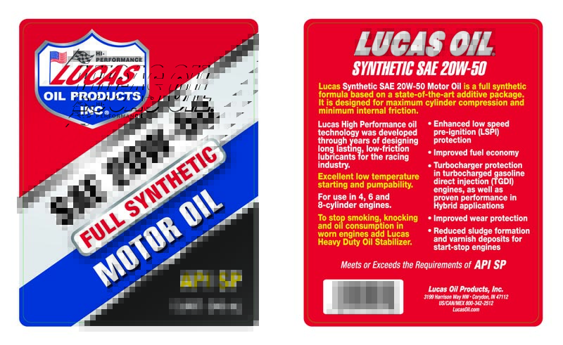 Syn 20W-50 Motor Oil - Quart (Label)