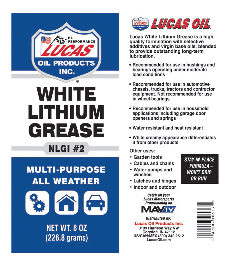 White Lithium Grease 8oz label